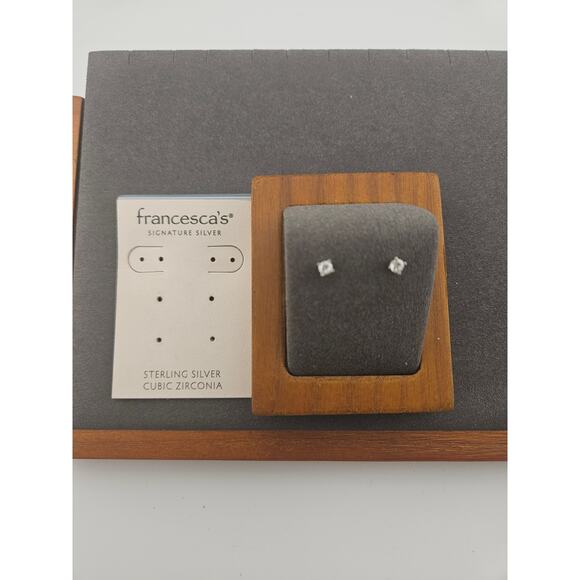 Francesca's Signature Silver CZ Stud Earrings - Picture 3 of 4